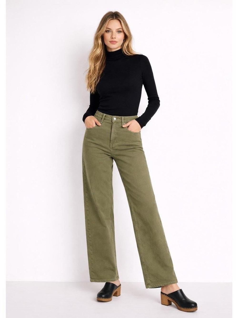 Old Navy Olive Green Wide Leg Jeans